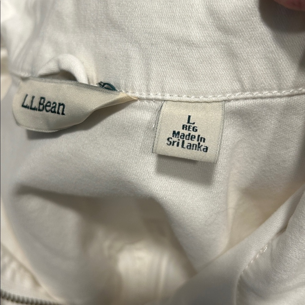 L.L. Bean White Bomber Jacket L - Picture 5 of 6